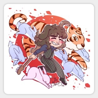 Bunny John and the Tiger Sticker